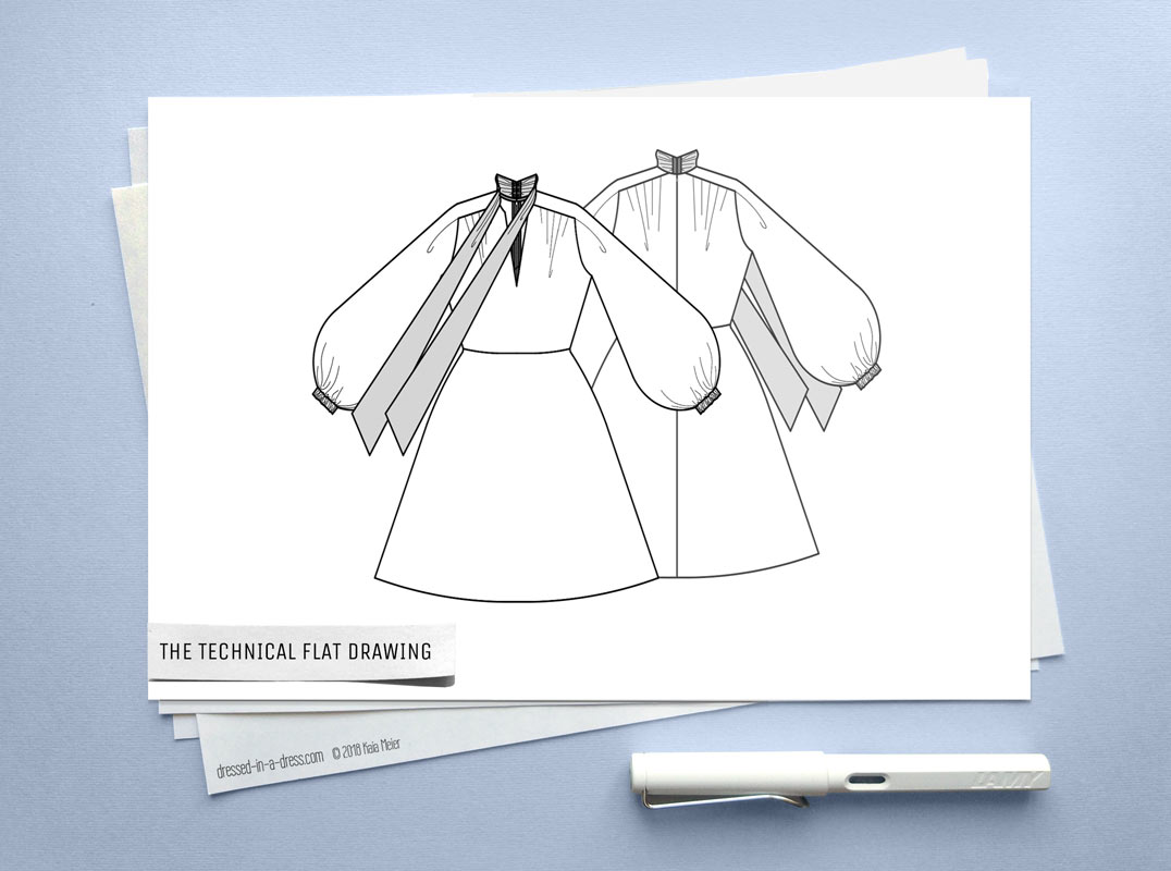 A flat drawing of a dress