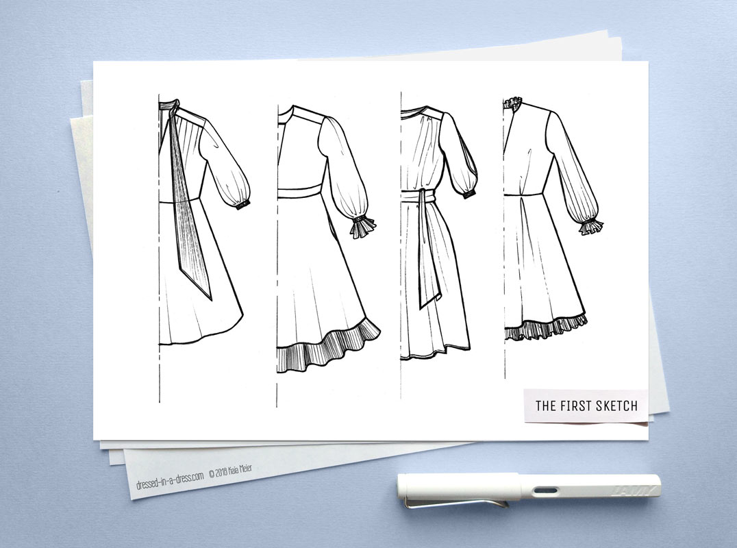 Four dress sketches