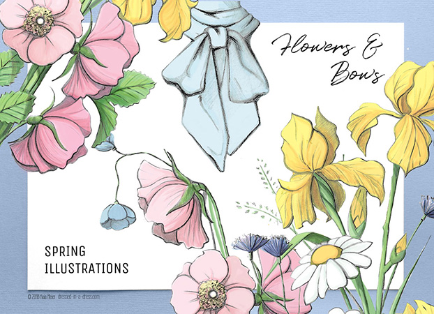 Bows & Flowers. Illustrating Sewing Plans