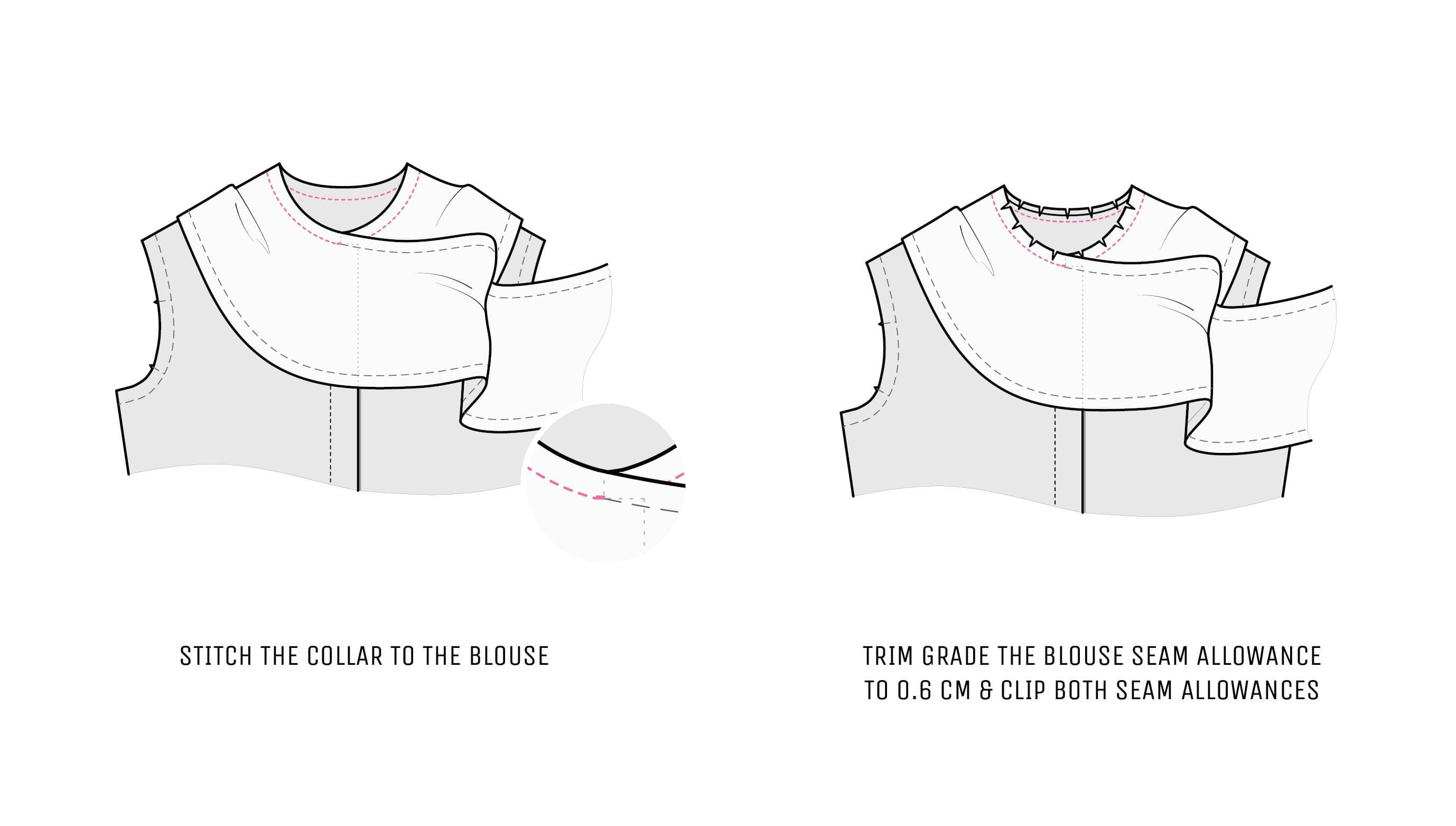 Stitch the Collar to the Blouse