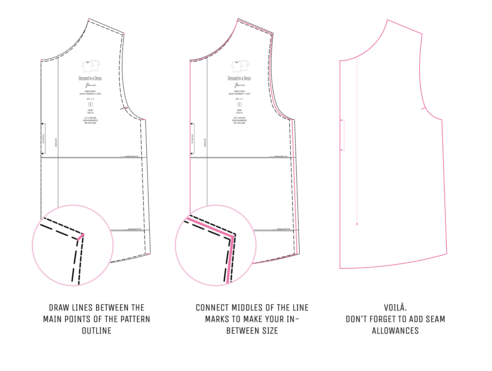 Adjusting the pattern: In-between Size