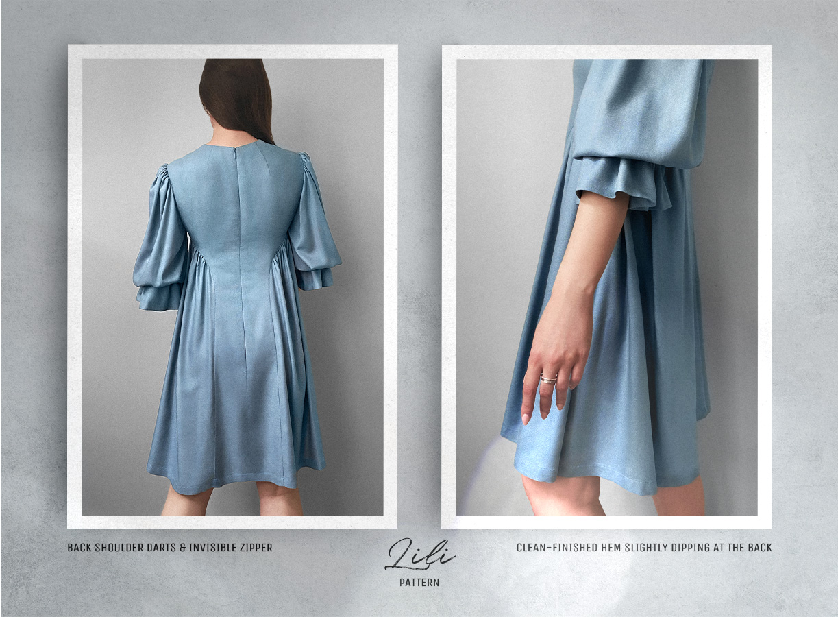 Back view of the Lili Dress Sewing Pattern.