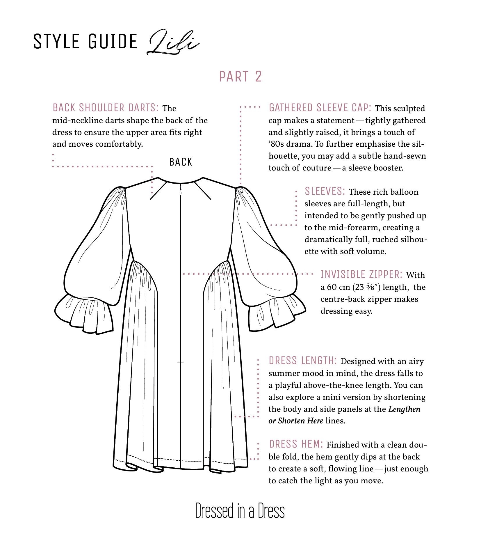 Style guide page 2 for the Lili Dress Sewing Pattern. Style guide page 2 for the Lili Dress Sewing Pattern.