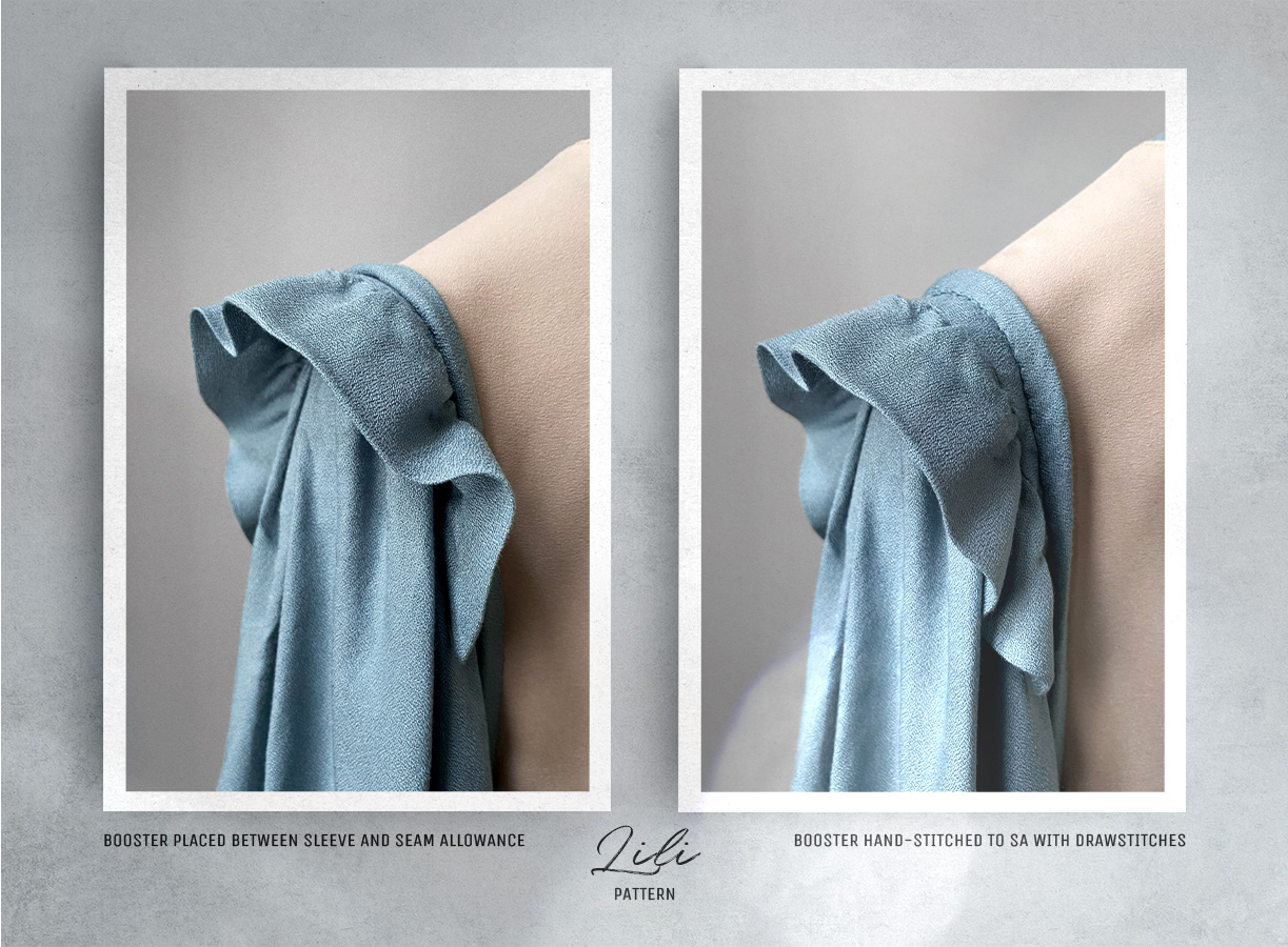 Close-up showing the finished sleeve with the booster inserted. Close-up showing the finished sleeve with the booster inserted.