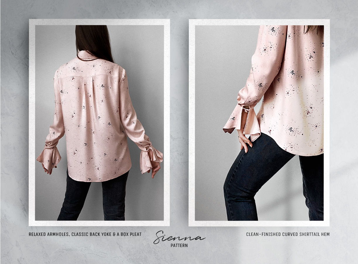 Back view of the Sienna Blouse Sewing Pattern (View A).