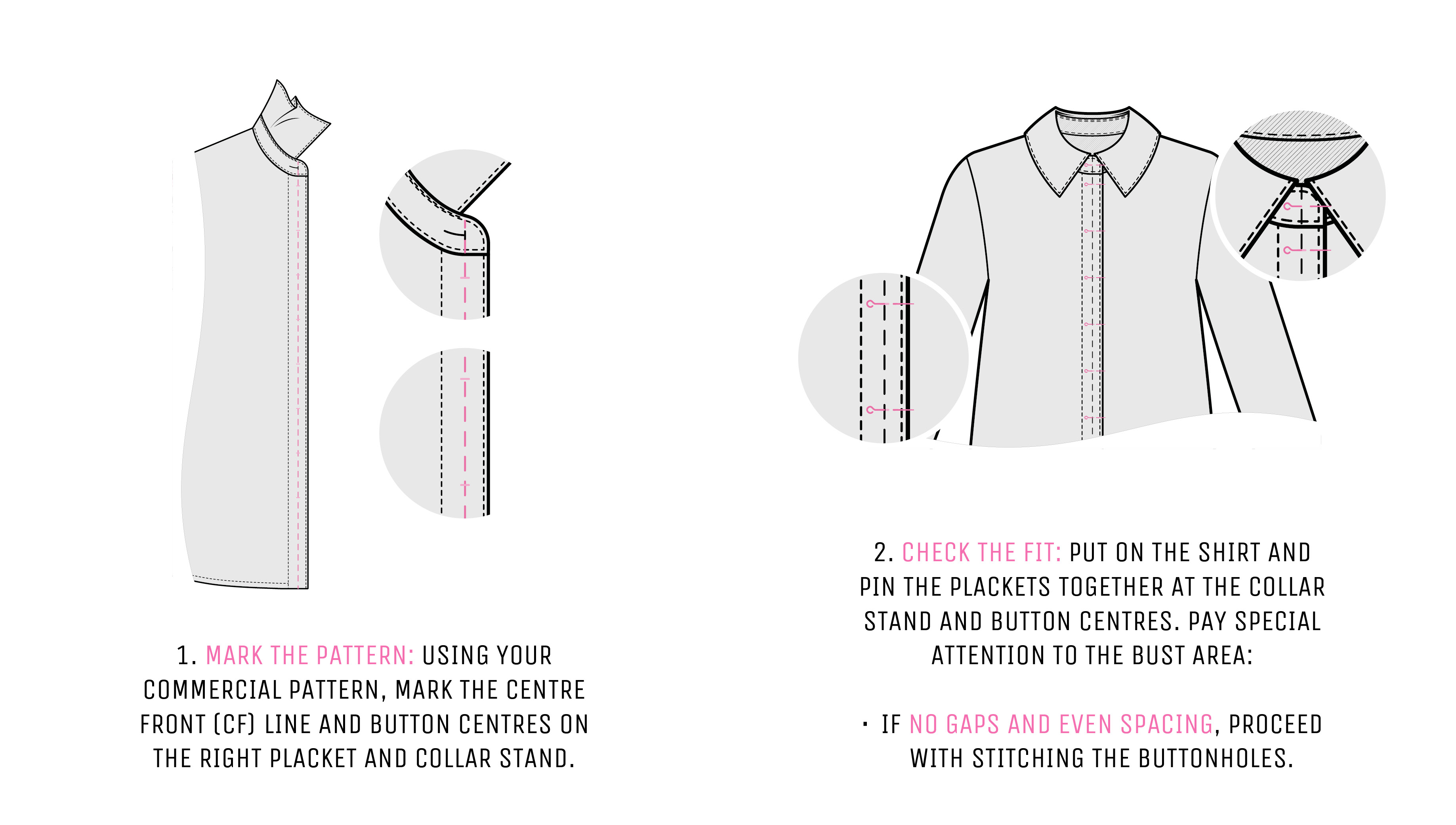 Evaluation example for checking shirt button placement accuracy. Evaluation example for checking shirt button placement accuracy.