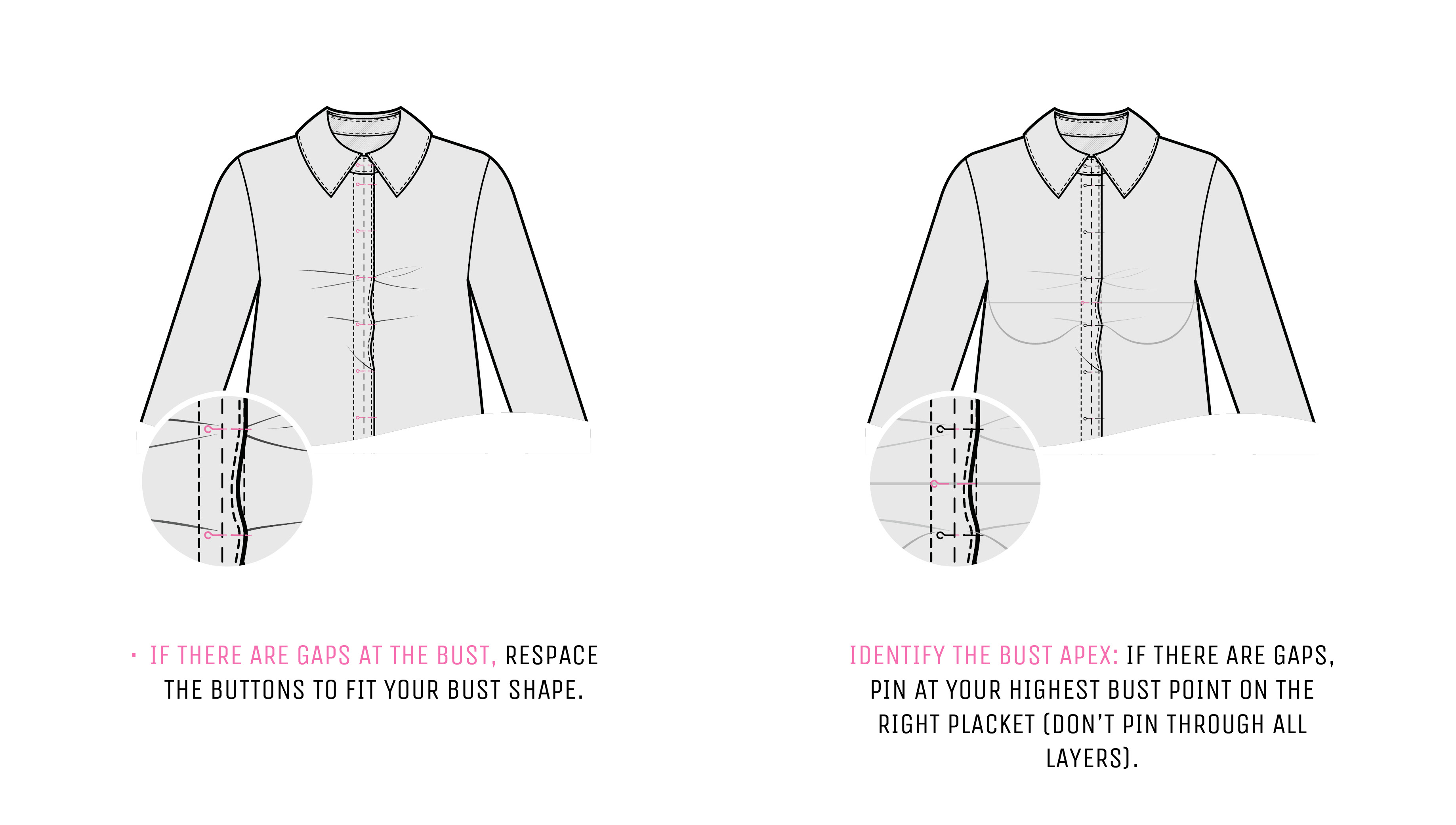 Examples for assessing button placement spacing. Examples for assessing button placement spacing.