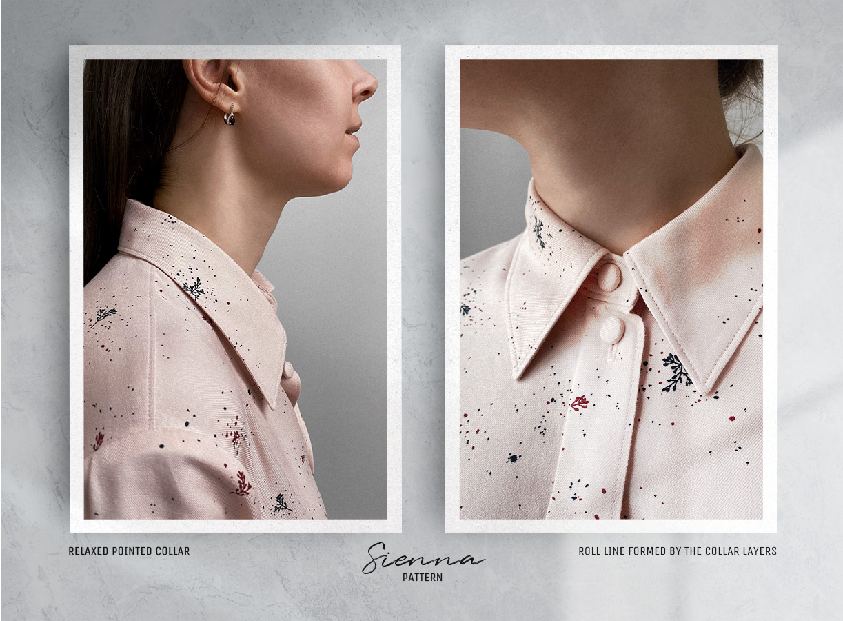 Collar detail of the Sienna Blouse Sewing Pattern. Collar detail of the Sienna Blouse Sewing Pattern.
